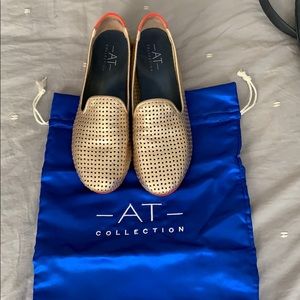 Adam Tucker Perforated Gold Loafer